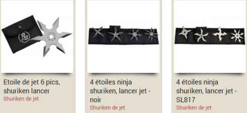 Shurikens à prix bas