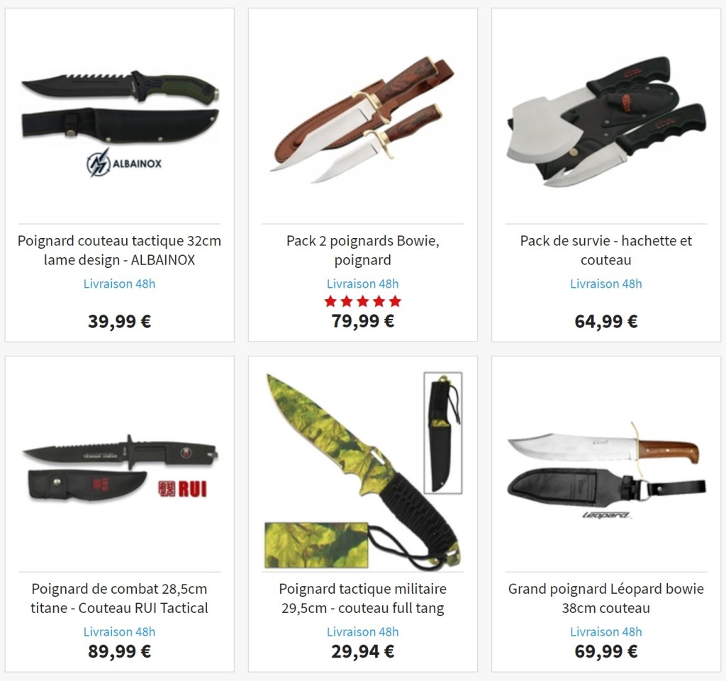 Poignard et couteau de survie