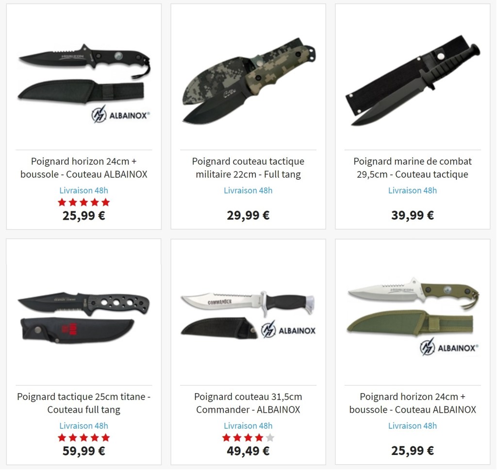 Poignard et couteau de survie