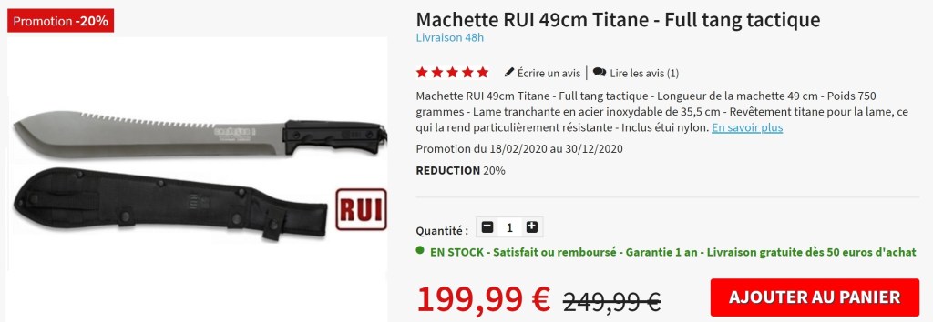 Machette Titane Full tang RUI